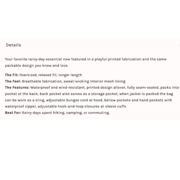 FREE PEOPLE Singin' In The Rain Printed Packable Jacket - Small & Medium - Picture 11 of 15